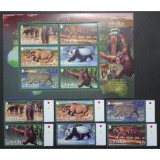 GIBRALTAR FAUNA EN PELIGRO DE EXTINCION SERIE COMPLETA + HOJA BLOQUE NUEVAS MINT ALTO FACIAL RARAS